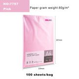 Deli Color Copy Paper A4 Color Computer Printing Paper 100 Sheets/Pack Student Hand-cut Paper-cut Office Supplies