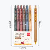 Deli Colored Gel Pen Set Ink 6 Color 0.5MM Press Retractable Hand Account Note Marker Ballpoint Pen School Writing Stationery