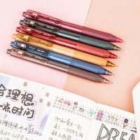 Deli Colored Gel Pen Set Ink 6 Color 0.5MM Press Retractable Hand Account Note Marker Ballpoint Pen School Writing Stationery
