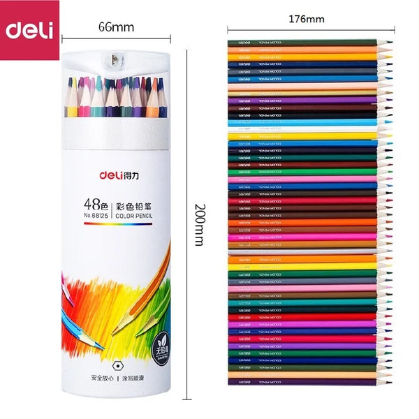 Deli-Colored Pencils Set, Material Escolar Profissional, Pintura da arte, Desenho Esboço, Papelaria Crayon, 12, 24, 36, 48