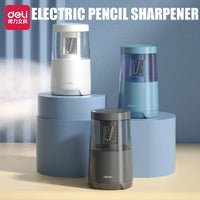 Deli Dual Power Electric Pencil Sharpener Multi-Pen Safety Protection Alloy Steel Roller Blade Pencil Sharpener Office Supplies