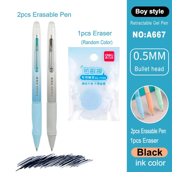 School Supplies Black Gel Pen, Black Blue Ink Pen