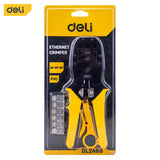 Deli Ethernet Crimper Contains Wire Stripper Crystal Head Multifunction Network Cable Telephone Cable Crimping Pliers