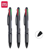 Deli Four Color Switching Simple Ballpoint Pen 0.7mm Bullet Head Student Office Writing Tool Stationery Exam Supplies
