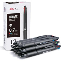 Deli Four Color Switching Simple Ballpoint Pen 0.7mm Bullet Head Student Office Writing Tool Stationery Exam Supplies
