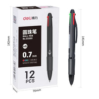 Deli Four Color Switching Simple Ballpoint Pen 0.7mm Bullet Head Student Office Writing Tool Stationery Exam Supplies