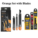 Deli Heavy Duty 9mm/18mm/Auto-Retractable Utility Knife, Sharp Black SK2 Carbon Steel Blades Box Cutter for Cardboard, Cartons