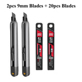 Deli Heavy Duty 9mm/18mm/Auto-Retractable Utility Knife, Sharp Black SK2 Carbon Steel Blades Box Cutter for Cardboard, Cartons