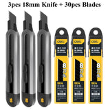 Deli Heavy Duty 9mm/18mm/Auto-Retractable Utility Knife, Sharp Black SK2 Carbon Steel Blades Box Cutter for Cardboard, Cartons