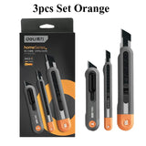 Deli Heavy Duty 9mm/18mm/Auto-Retractable Utility Knife, Sharp Black SK2 Carbon Steel Blades Box Cutter for Cardboard, Cartons