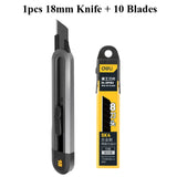 Deli Heavy Duty 9mm/18mm/Auto-Retractable Utility Knife, Sharp Black SK2 Carbon Steel Blades Box Cutter for Cardboard, Cartons
