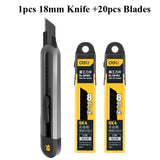 Deli Heavy Duty 9mm/18mm/Auto-Retractable Utility Knife, Sharp Black SK2 Carbon Steel Blades Box Cutter for Cardboard, Cartons