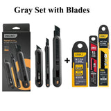 Deli Heavy Duty 9mm/18mm/Auto-Retractable Utility Knife, Sharp Black SK2 Carbon Steel Blades Box Cutter for Cardboard, Cartons