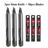 Deli Heavy Duty 9mm/18mm/Auto-Retractable Utility Knife, Sharp Black SK2 Carbon Steel Blades Box Cutter for Cardboard, Cartons