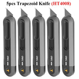 Deli Heavy Duty 9mm/18mm/Auto-Retractable Utility Knife, Sharp Black SK2 Carbon Steel Blades Box Cutter for Cardboard, Cartons