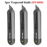 Deli Heavy Duty 9mm/18mm/Auto-Retractable Utility Knife, Sharp Black SK2 Carbon Steel Blades Box Cutter for Cardboard, Cartons