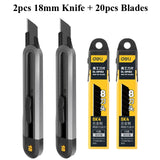 Deli Heavy Duty 9mm/18mm/Auto-Retractable Utility Knife, Sharp Black SK2 Carbon Steel Blades Box Cutter for Cardboard, Cartons