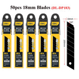 Deli Heavy Duty 9mm/18mm/Auto-Retractable Utility Knife, Sharp Black SK2 Carbon Steel Blades Box Cutter for Cardboard, Cartons