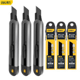Deli Heavy Duty 9mm/18mm/Auto-Retractable Utility Knife, Sharp Black SK2 Carbon Steel Blades Box Cutter for Cardboard, Cartons