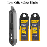 Deli Heavy Duty 9mm/18mm/Auto-Retractable Utility Knife, Sharp Black SK2 Carbon Steel Blades Box Cutter for Cardboard, Cartons