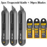 Deli Heavy Duty 9mm/18mm/Auto-Retractable Utility Knife, Sharp Black SK2 Carbon Steel Blades Box Cutter for Cardboard, Cartons