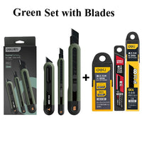 Deli Heavy Duty Home Utility Knife Box Cutter, Retractable Self Locking Package Boxes Opener Cutting for Home Warehouse Office