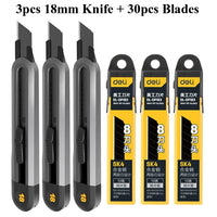 Deli Heavy Duty Home Utility Knife Box Cutter, Retractable Self Locking Package Boxes Opener Cutting for Home Warehouse Office