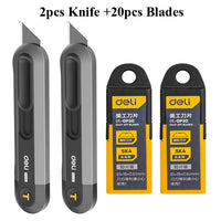 Deli Heavy Duty Home Utility Knife Box Cutter, Retractable Self Locking Package Boxes Opener Cutting for Home Warehouse Office