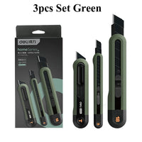 Deli Heavy Duty Home Utility Knife Box Cutter, Retractable Self Locking Package Boxes Opener Cutting for Home Warehouse Office