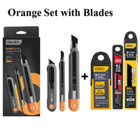 Deli Heavy Duty Home Utility Knife Box Cutter, Retractable Self Locking Package Boxes Opener Cutting for Home Warehouse Office