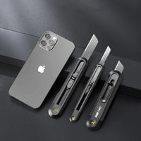Deli Heavy Duty Home Utility Knife Box Cutter, Retractable Self Locking Package Boxes Opener Cutting for Home Warehouse Office