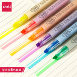 Deli Highlighter 6Pcs/Bag 6 Colors Cute Pen Mark Pen Chisel tip for DIY Paiting Office School Supplies Stationery
