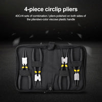 Deli Industry Hand Tools 4 Pcs 7" Circlip and Snap Ring Pliers Set Internal External Straight Curved Retain Snap Ring Pliers