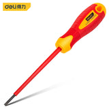 Deli Insulated Screwdriver CRV 1000V Slotted Screwdriver Repair Tool Flat Cross Screw Driver Hand Tool 1pcs 3mm 4mm 5.5 mm