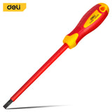 Deli Insulated Screwdriver CRV 1000V Slotted Screwdriver Repair Tool Flat Cross Screw Driver Hand Tool 1pcs 3mm 4mm 5.5 mm