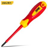 Deli Insulated Screwdriver CRV 1000V Slotted Screwdriver Repair Tool Flat Cross Screw Driver Hand Tool 1pcs 3mm 4mm 5.5 mm