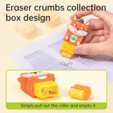 Deli Kawaii Roller Eraser Fox-Shaped Design Anti-Loss Rubber Eraser Crumbs Collection Gift School Supplies Stationery for Kids