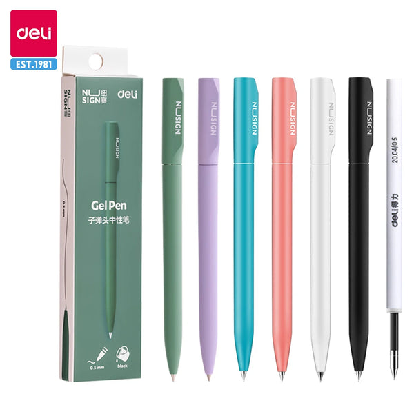 DELI NUSIGN Gel Pen Retractable 0.5 Felt-tip Pen Stationery for