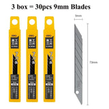 Deli Metal ABS Plastic Utility Knife Box Cutter, Snap off 9mm/18mm Carbon Steel Blades Auto Retractable Carton Cutting Tools