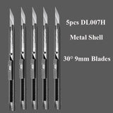 Deli Metal ABS Plastic Utility Knife Box Cutter, Snap off 9mm/18mm Carbon Steel Blades Auto Retractable Carton Cutting Tools