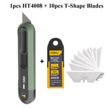 Deli Metal ABS Plastic Utility Knife Box Cutter, Snap off 9mm/18mm Carbon Steel Blades Auto Retractable Carton Cutting Tools