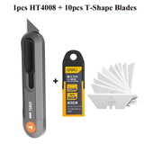 Deli Metal ABS Plastic Utility Knife Box Cutter, Snap off 9mm/18mm Carbon Steel Blades Auto Retractable Carton Cutting Tools