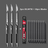 Deli Metal ABS Plastic Utility Knife Box Cutter, Snap off 9mm/18mm Carbon Steel Blades Auto Retractable Carton Cutting Tools