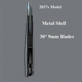 Deli Metal ABS Plastic Utility Knife Box Cutter, Snap off 9mm/18mm Carbon Steel Blades Auto Retractable Carton Cutting Tools