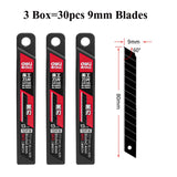 Deli Metal ABS Plastic Utility Knife Box Cutter, Snap off 9mm/18mm Carbon Steel Blades Auto Retractable Carton Cutting Tools