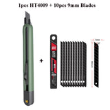 Deli Metal ABS Plastic Utility Knife Box Cutter, Snap off 9mm/18mm Carbon Steel Blades Auto Retractable Carton Cutting Tools