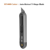 Deli Metal ABS Plastic Utility Knife Box Cutter, Snap off 9mm/18mm Carbon Steel Blades Auto Retractable Carton Cutting Tools
