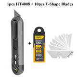 Deli Metal ABS Plastic Utility Knife Box Cutter, Snap off 9mm/18mm Carbon Steel Blades Auto Retractable Carton Cutting Tools