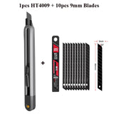 Deli Metal ABS Plastic Utility Knife Box Cutter, Snap off 9mm/18mm Carbon Steel Blades Auto Retractable Carton Cutting Tools