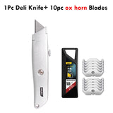 Deli Metal Pocket Knife нож Heavy Duty Utility Knife Retractable Box Cutter Aluminum Alloy couteau SK5 Blade for Cartons Box